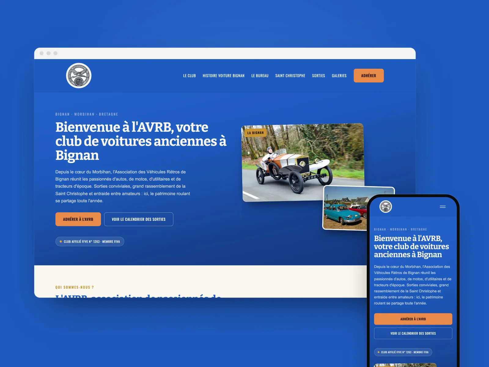 Site internet de l’AVRB, club de véhicules anciens à Bignan (Morbihan)