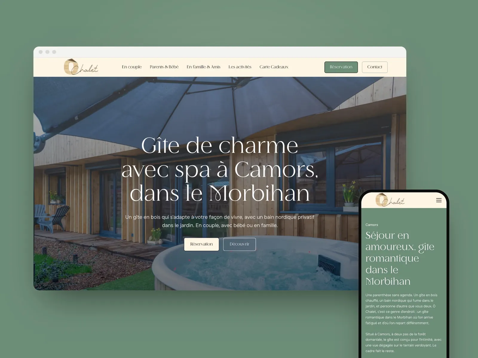 Site internet Ò Chalet, gîte de charme avec spa à Camors