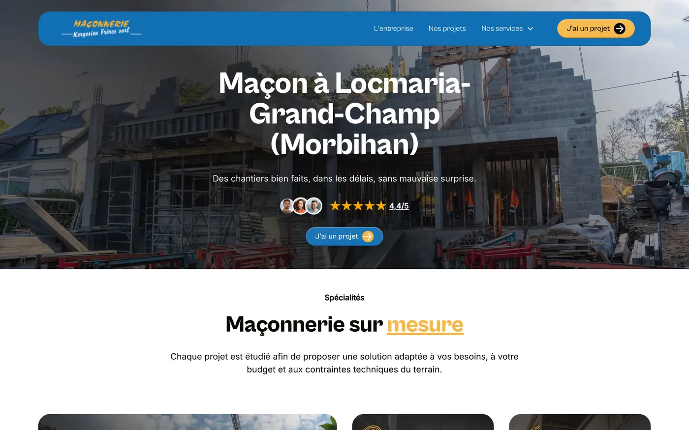 Page d'accueil du site Kergosien Frères sur ordinateur