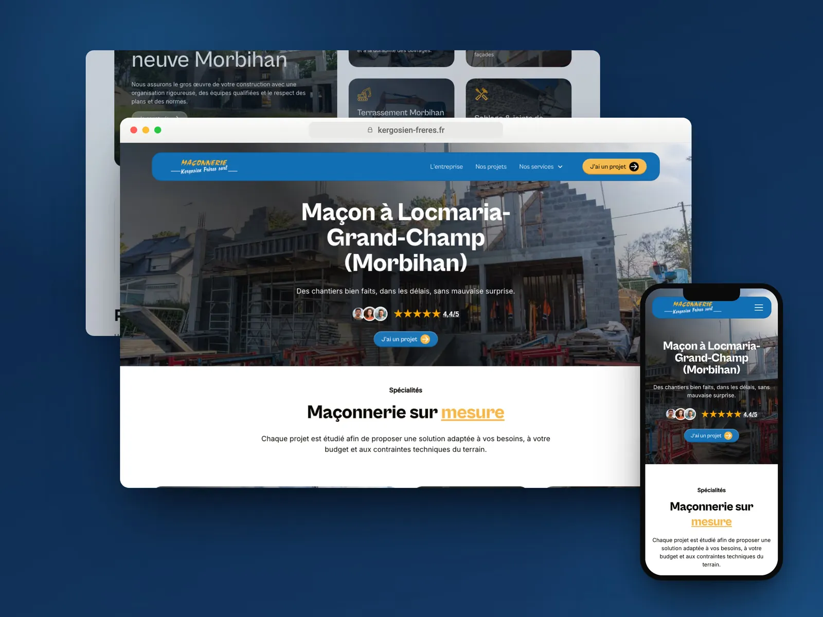 Site internet Kergosien Frères, maçonnerie dans le Morbihan
