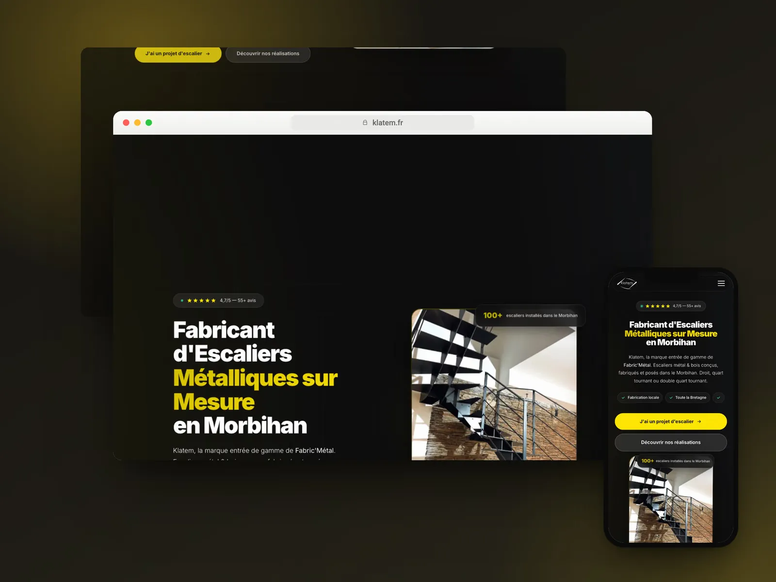 Site internet Klatem, fabricant d'escaliers métalliques à Vannes